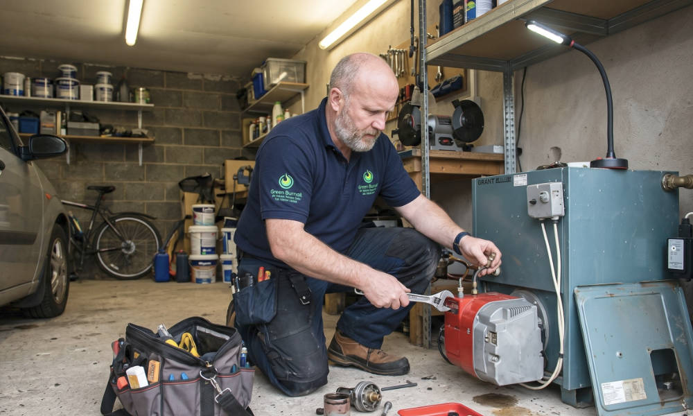 A plumber in Magherafelt performing general plumbing job in a domestic kitchen.